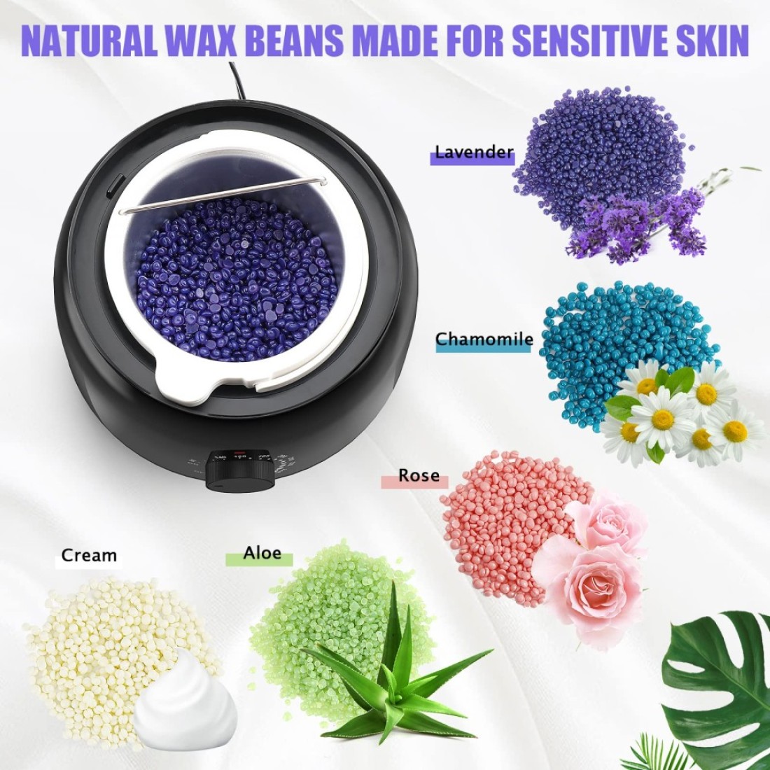 Waxing Kit Wax Warmer for Hair Removal Hard Wax Beans for Full Body Legs Face Eyebrows Bikini Brazilian Waxing for Women Men