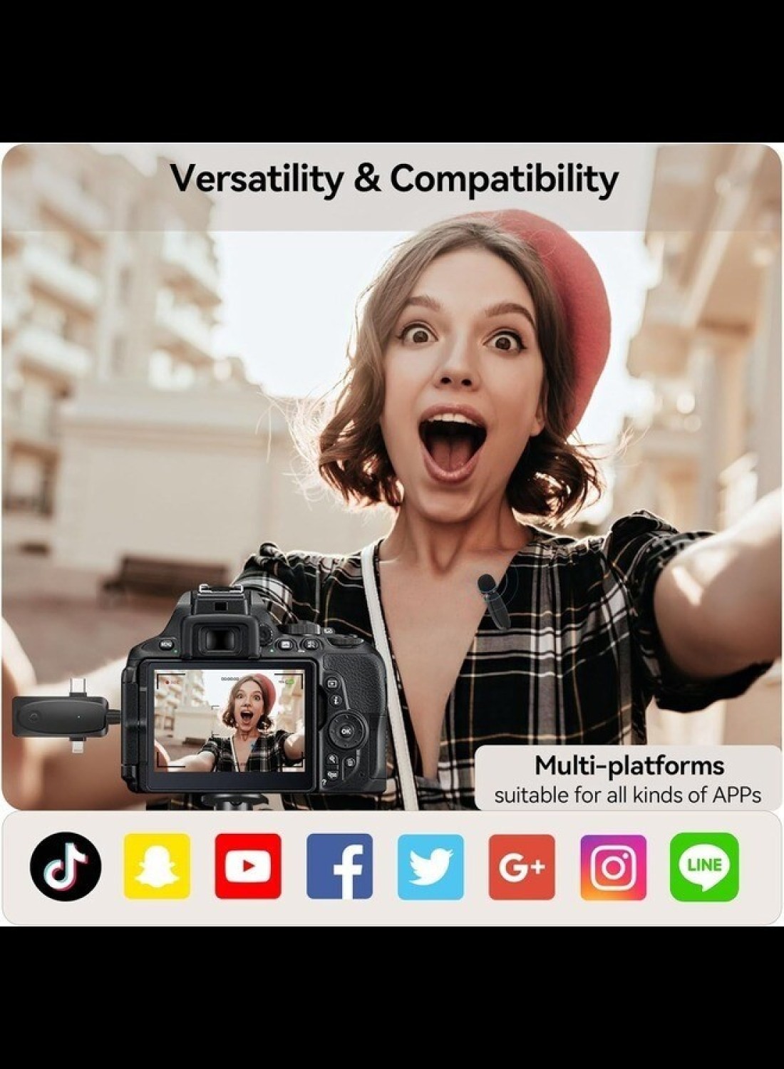 Radiotronics 393FT Wireless Lavalier Microphone for iPhone, Android, Camera, Laptop 3-in-1 2.4G Dual Mini Mics Ultra Low Delay & Noise Reduction