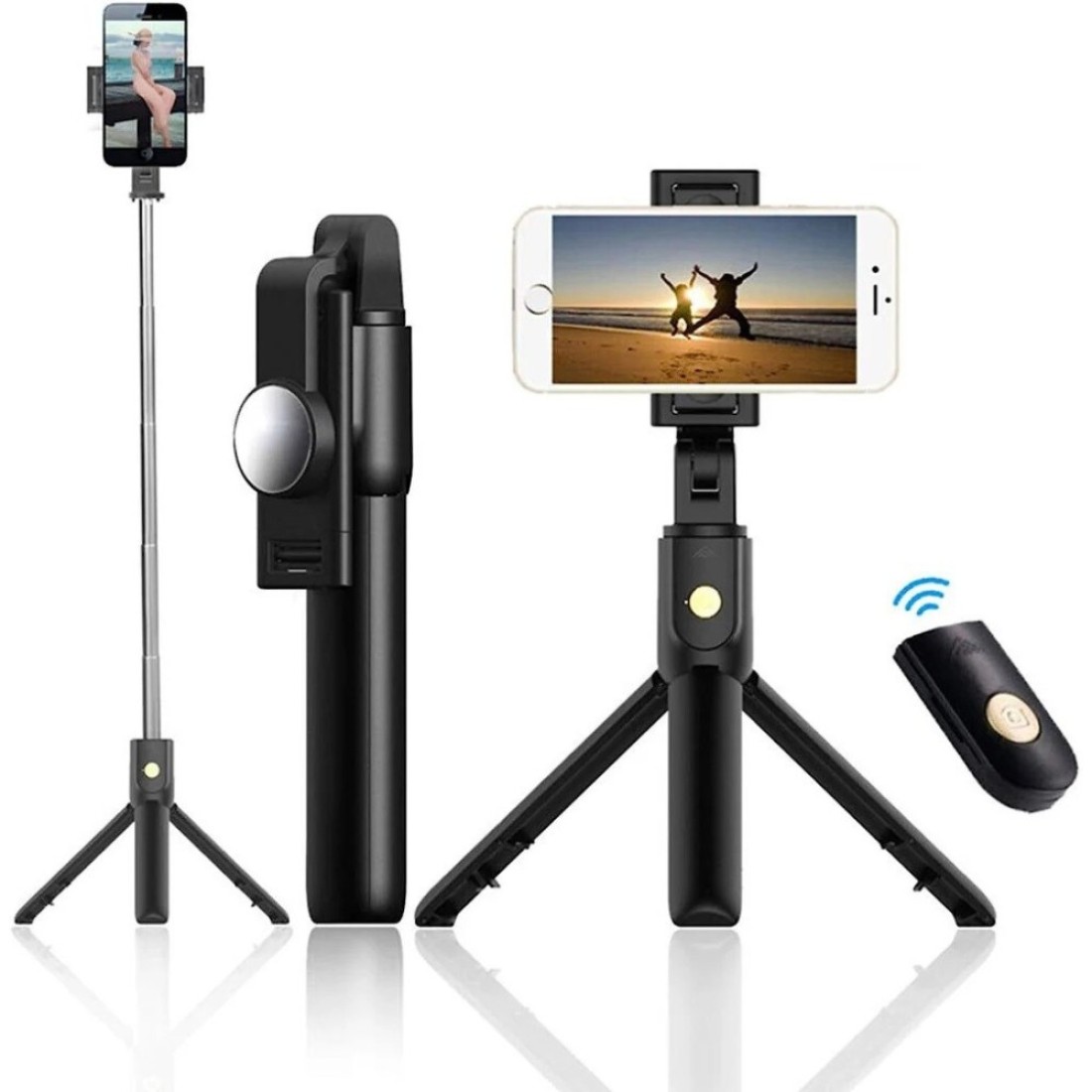 Selfie Stick with Wireless Remote and Built-In Tripod - Adjustable Phone Stand for iPhone &amp; Android, Portable Lightweight Selfie Stick with Extendable Design