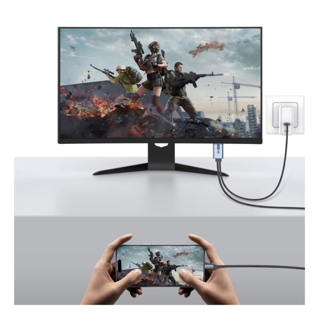 توتو لايف نيلو سيريز كابل Lightning إلى HDMI أسود ورمادي بطول 2 متر