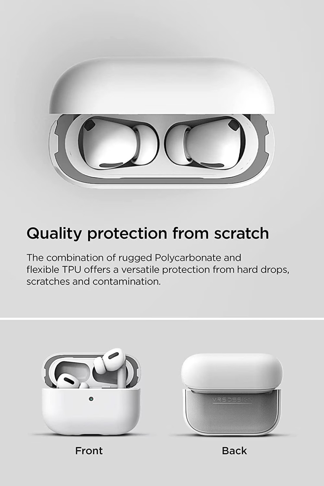 VRS Design Modern for Airpods Pro 2nd Generation case (2022) Airpods Pro 2 case cover with Leather Strap - White