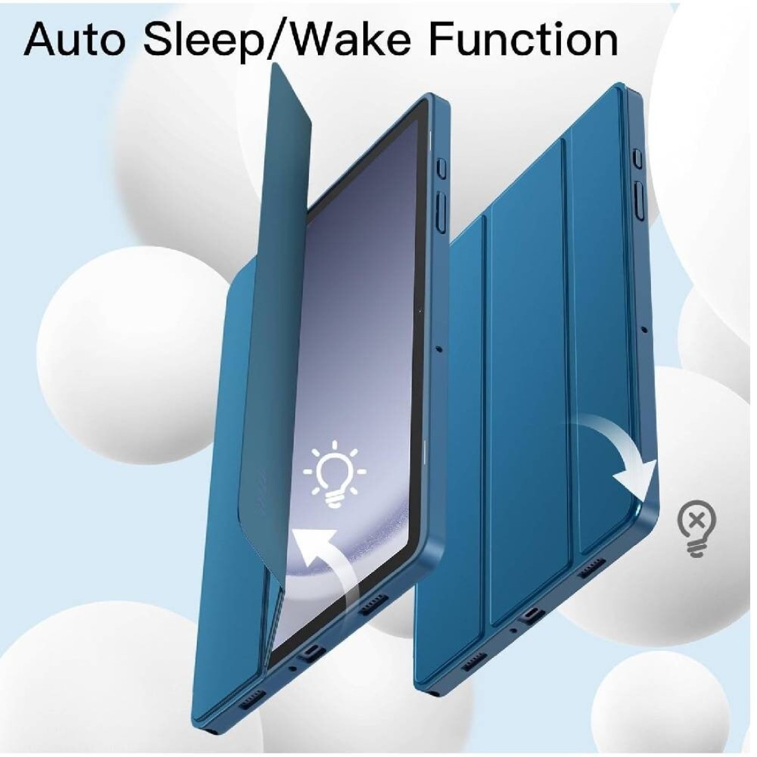 Case For Samsung Galaxy Tab A9+ / A9 Plus 11-Inch 2023, Soft TPU Tri-Fold Stand Protective Tablet Cover, Auto Wake/Sleep Blue