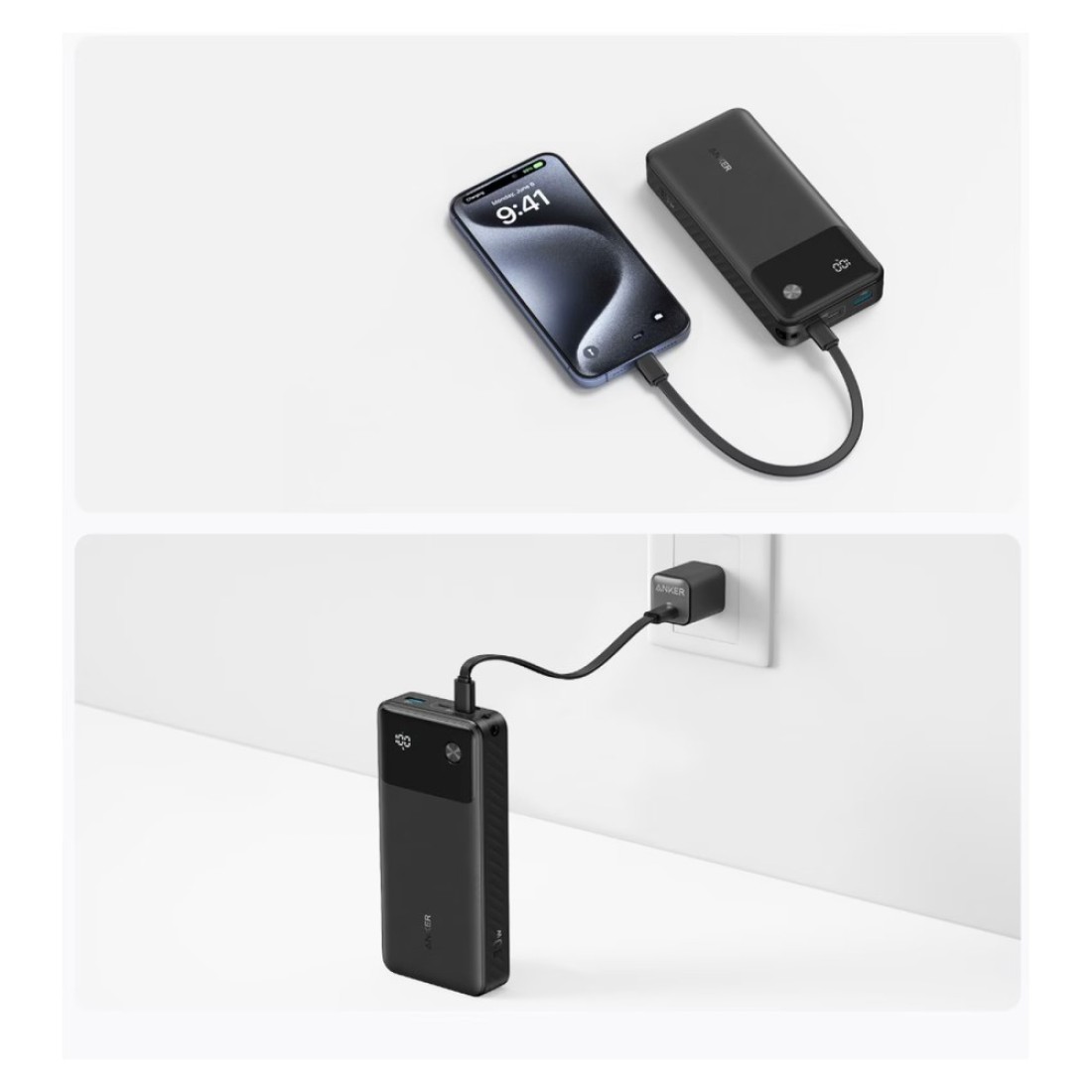 أنكر بي دي بنك طاقة - أسود ، 20000 مللي أمبير في الساعة، 30 واط مع كابل شحن USB-C إلى USB-C