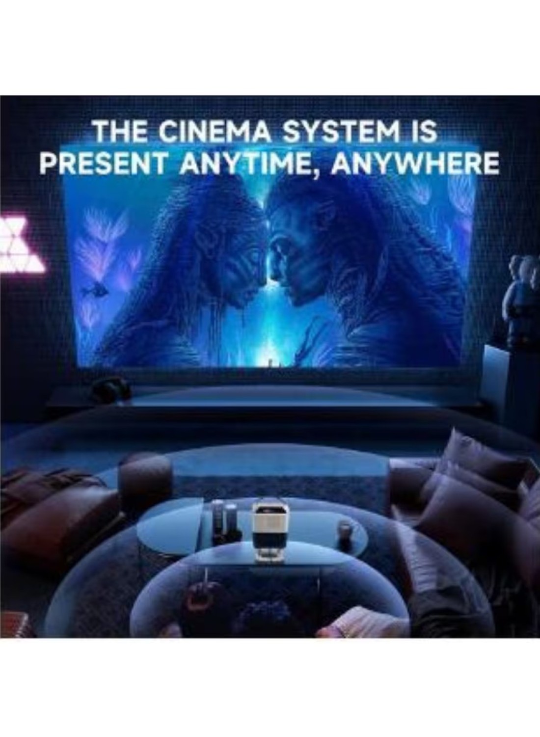 Radiotronics Portable Smart Home Theater 4K Projector Wi-Fi Bluetooth Android Mobile Screen LED TV Game Projector Manual Focus HDMI/USB/AV/Remote Control with Angle Stand Q5