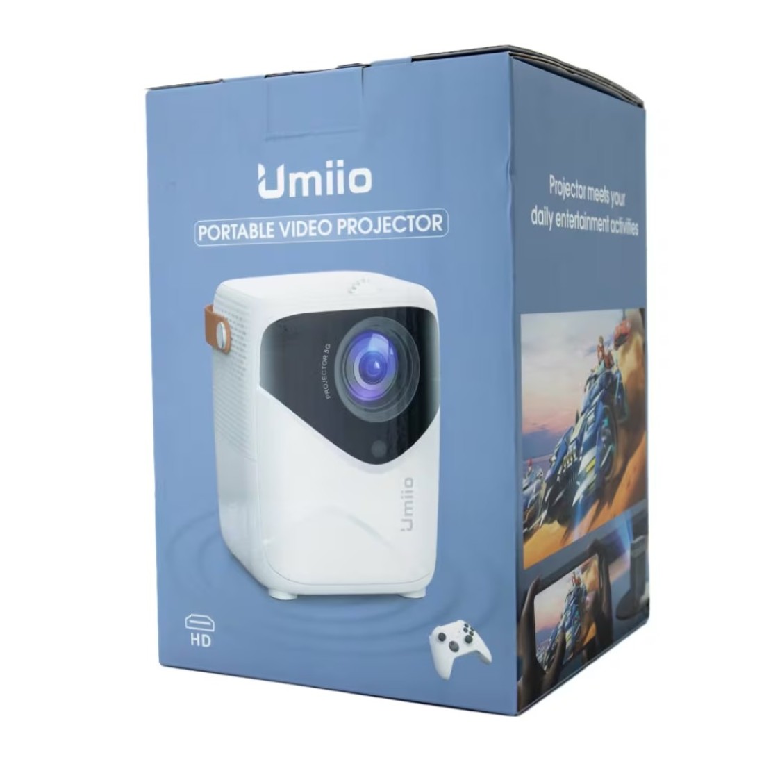 Umiio Q1 Portable Video Projector 2.4/5G WiFi Bluetooth Quadrangle Trapezoid 0.8-5M Projection Distance 1920 * 1080 Resolution Android Projector For Move Music TV Game Casting with Tripod - Black