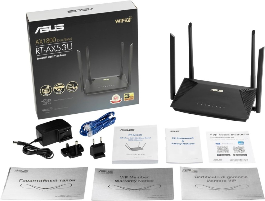 RT-AX52 (AX1800) Dual Band WiFi 6 Extendable Router, Instant Guard, Parental Controls, Built-in VPN, AiMesh Compatible, Gaming &amp; Streaming, Smart Home