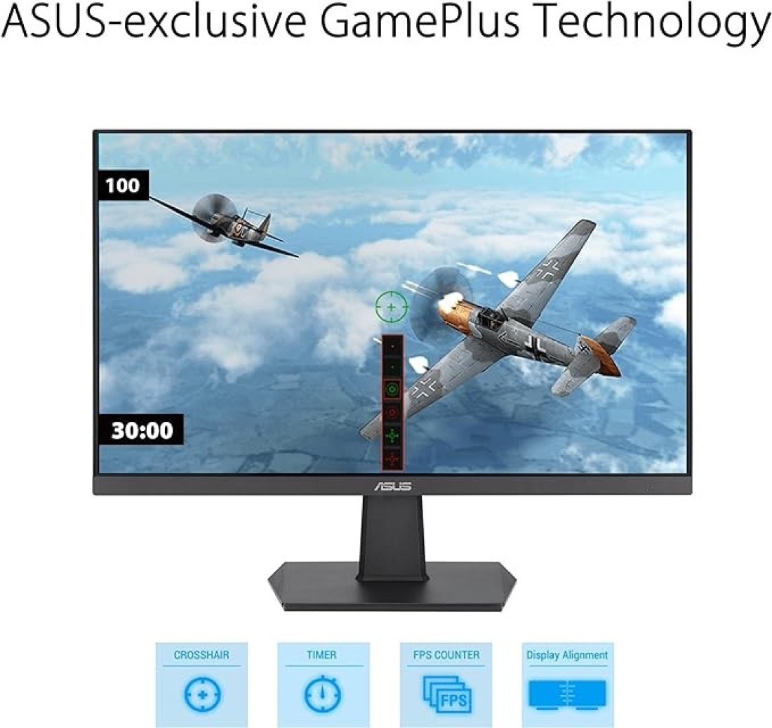 ASUS VA24EHF Eye Care Gaming Monitor &ndash; 24-inch (23.8-inch viewable), IPS, Full HD, Frameless, 100Hz, Adaptive-Sync, 1ms MPRT, HDMI, Low Blue Light, Flicker Free, Wall Mountable