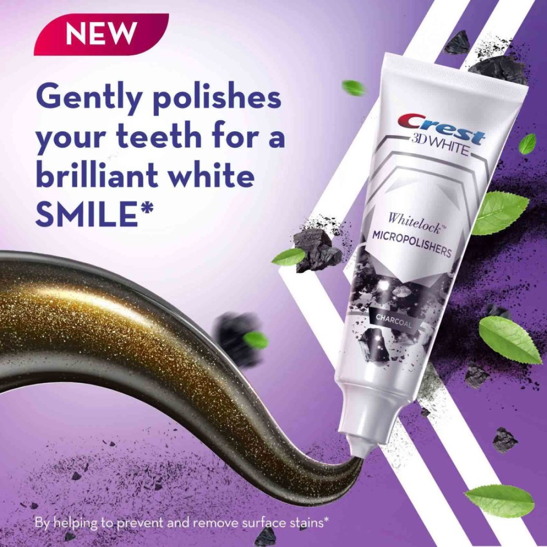 Crest 3D White Whitelock Micropolishers Toothpaste With Charcoal Fresh Mint Flavor 88ml​