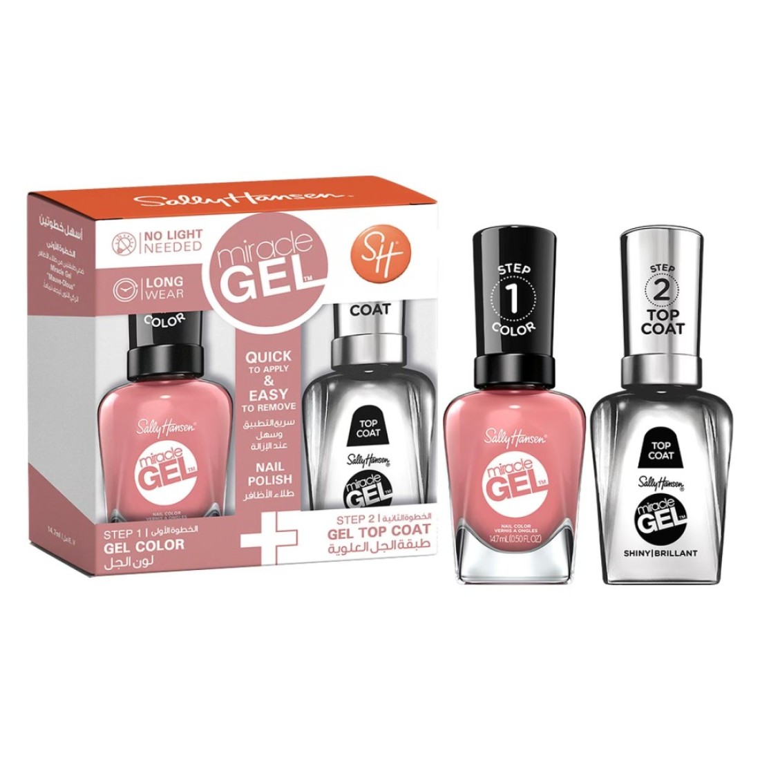 Sally Hansen Miracle Gel Nail Colour Mauve - olous and Miracle Gel Top Coat 14.7ml+14.7ml
