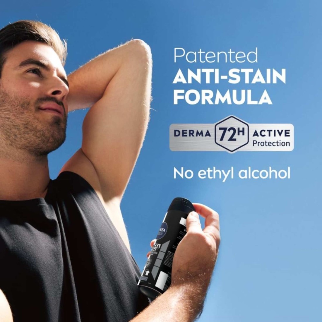 NIVEA MEN Black &amp; White Invisible Antiperspirant Deodorant Spray, Original, 72H Active Protection, 150ml