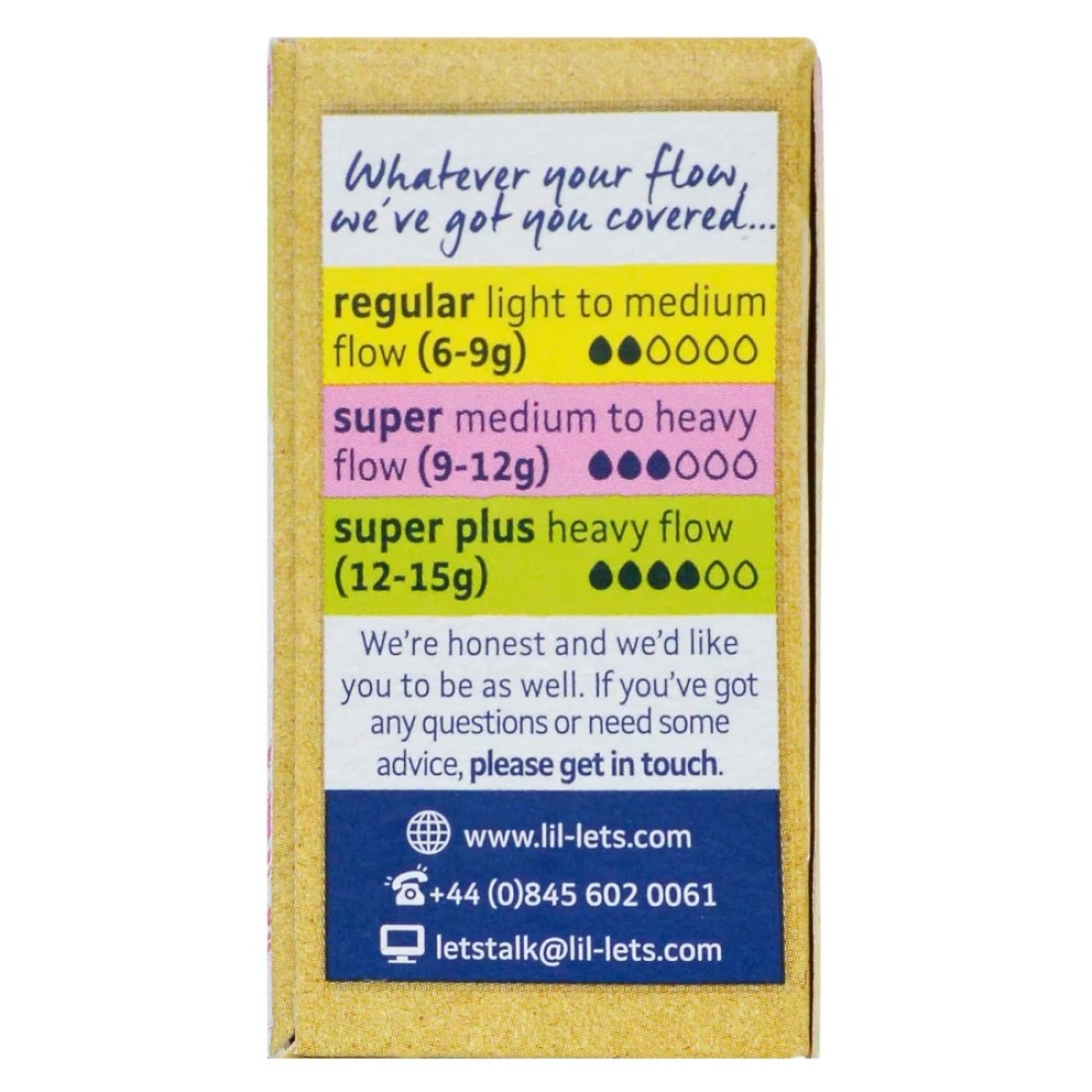 Lil-Lets Organic Non-Applicator Super White 16 Tampons