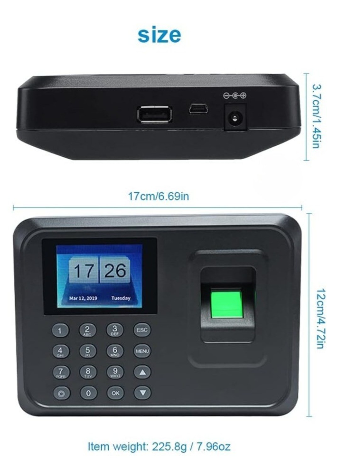 Biometric Fingerprint Password Attendance Machine Employee Check-in Recorder Fingerprint Time Clock for Office &amp; Small Business Easy Installation &amp; Accurate Time Tracking