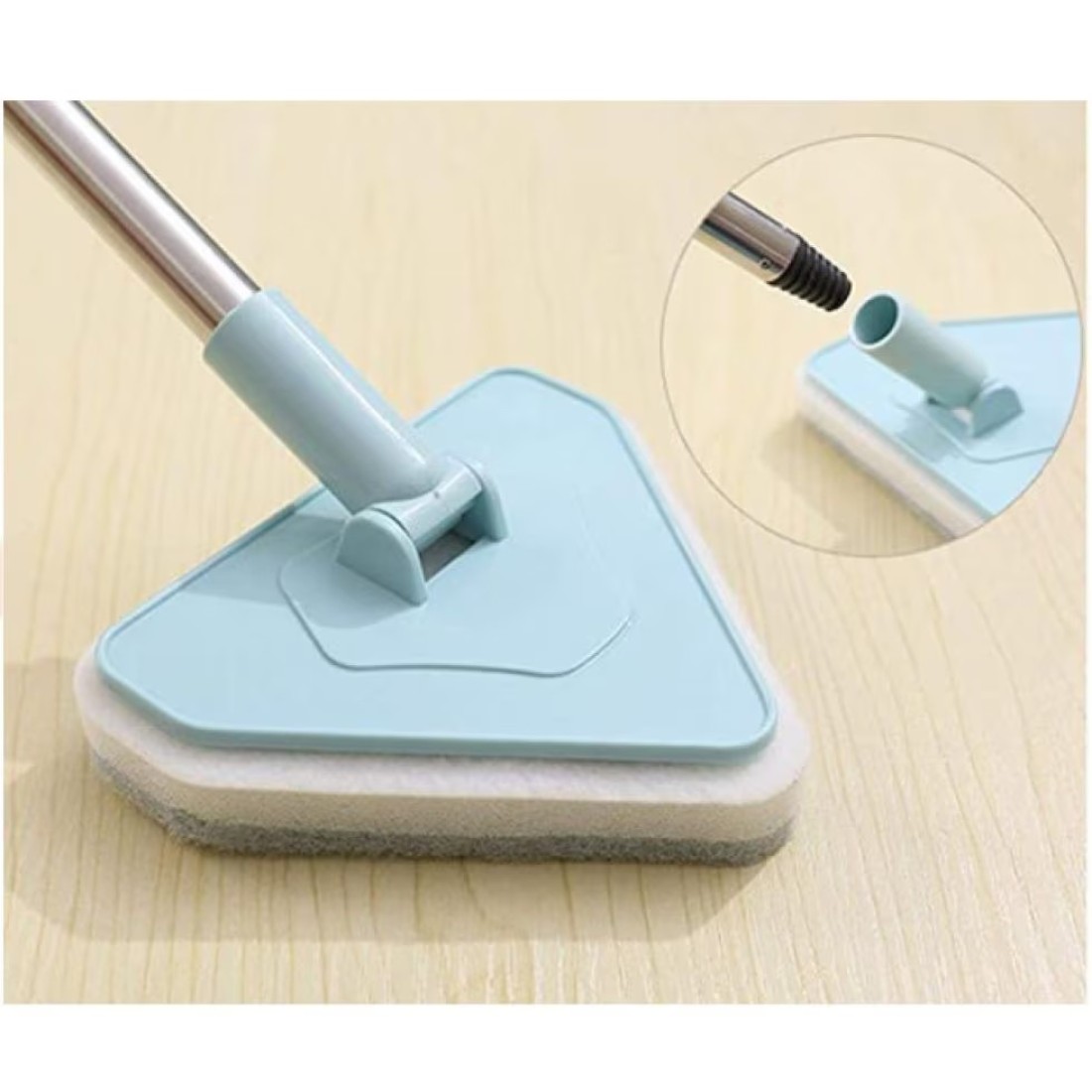 Aiwanto Long Handle Cleaning Brush Tub Bathroom Tile Scrub Brush Multifunctional Scrubber Triangle Sponge Extendable Brush with Good Grib (Blue)