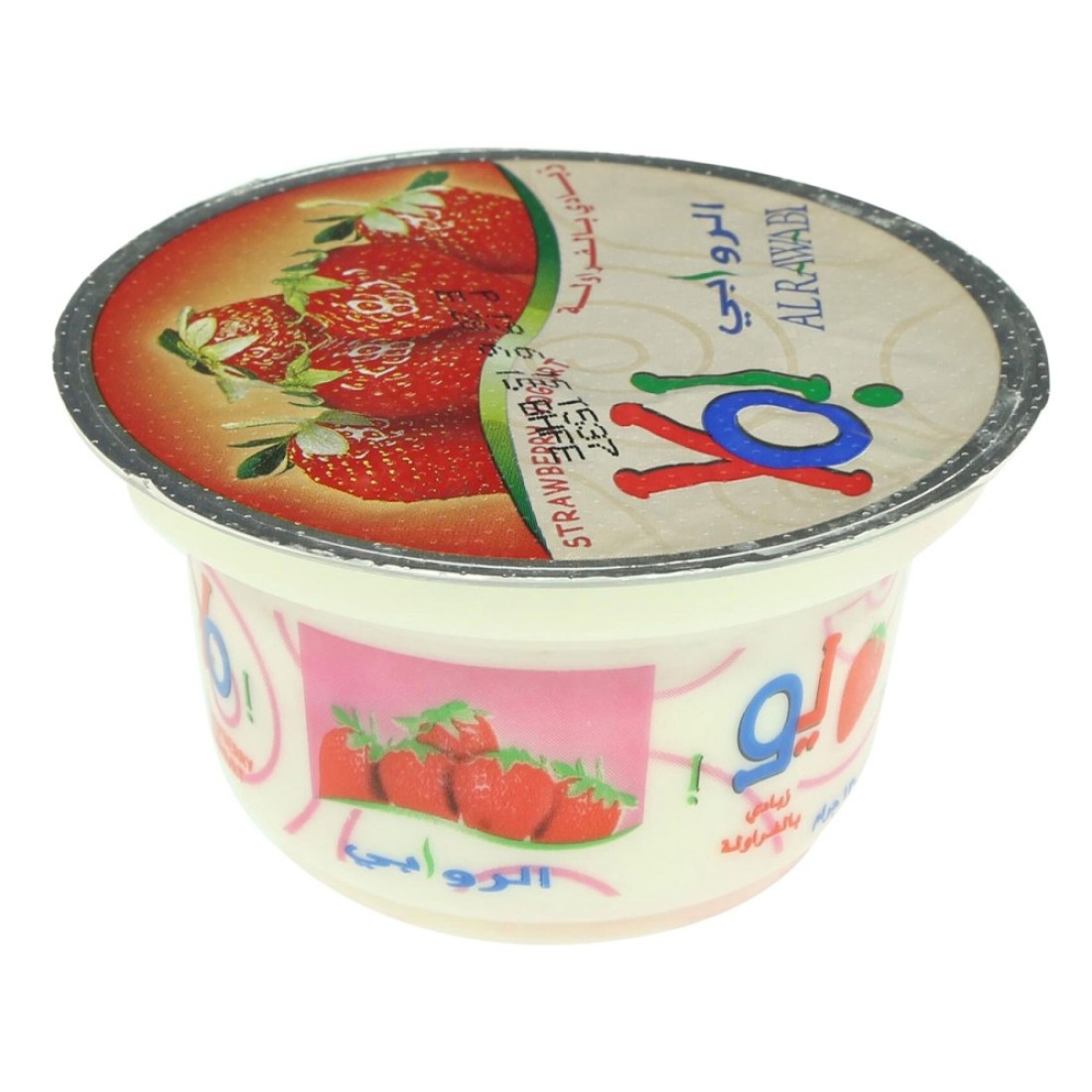 الروابي زبادي الفراولة مخفوق كامل الدسم 130 غرام