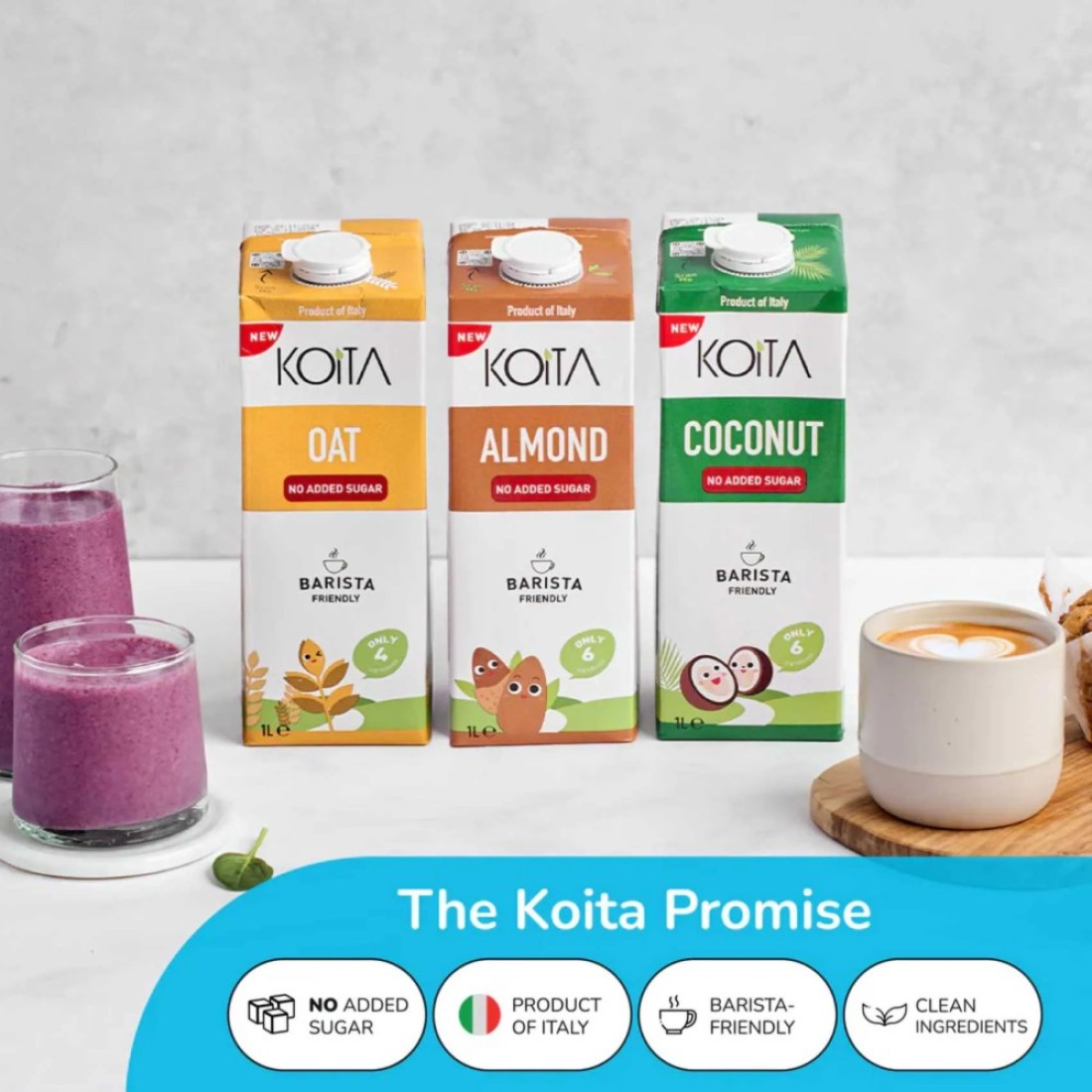 Koita Almond No Added Sugar Milk 100% Plant-Based Dairy &amp; Lactose Free 1L