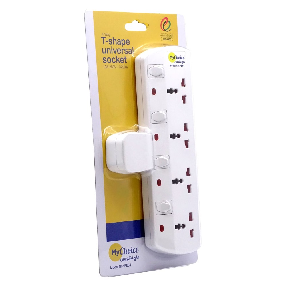 MyChoice 4-Way T-Shape Universal Wall Socket Adapter