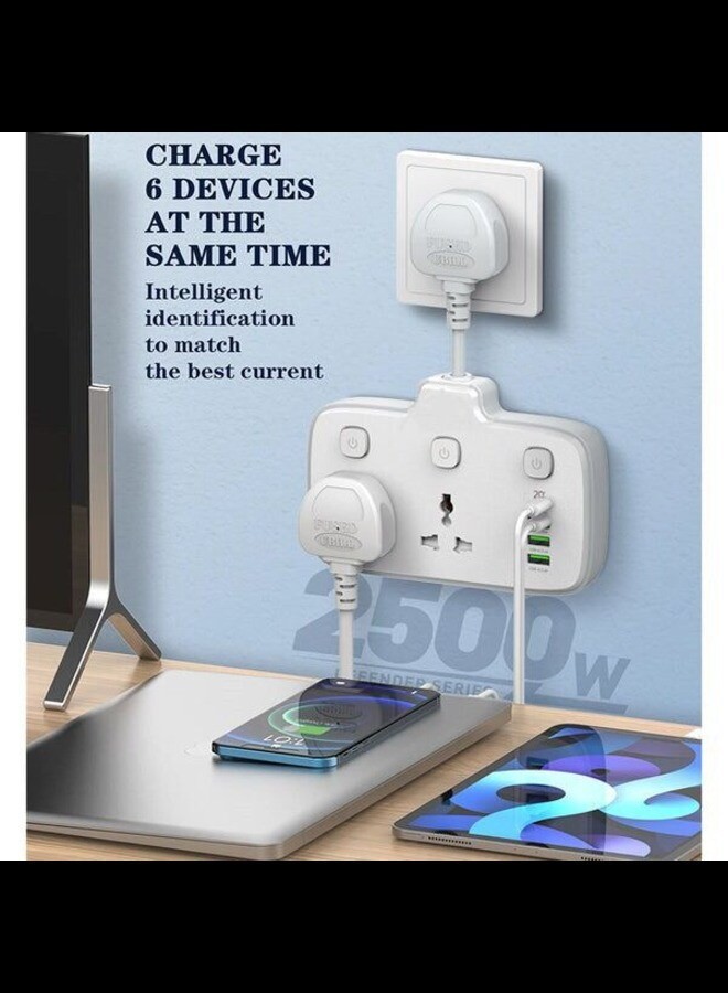 Radiotronics 2 AC Outlets Portable Electrical Extension Socket