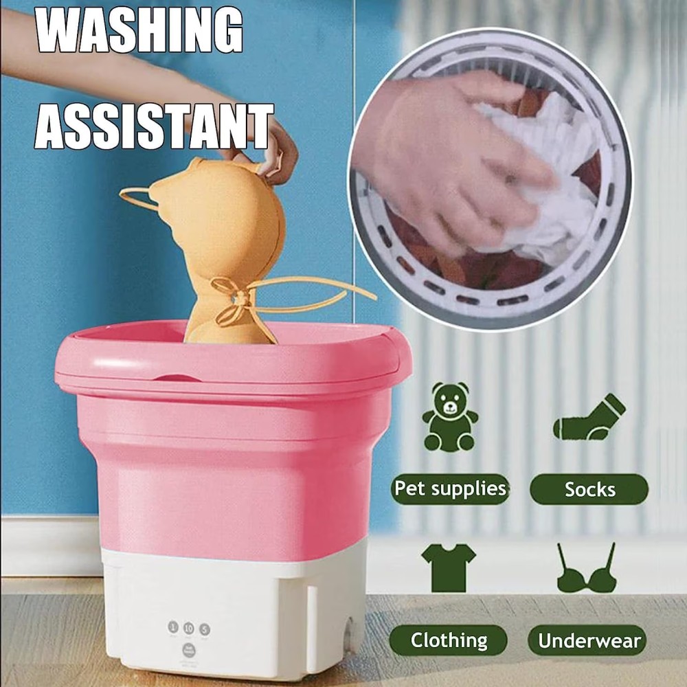 Fitto Portable Washing Machine, 5L Capacity, Compact & Lightweight, Ideal for Small Loads, Travel, Apartments, Dorms, & RV Use – Energy-Efficient and Convenient for On-the-Go Cleaning