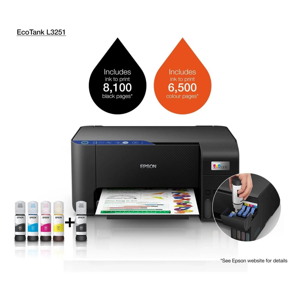 Epson EcoTank L3251 Wi-Fi All-in-One Ink Tank Printer Black