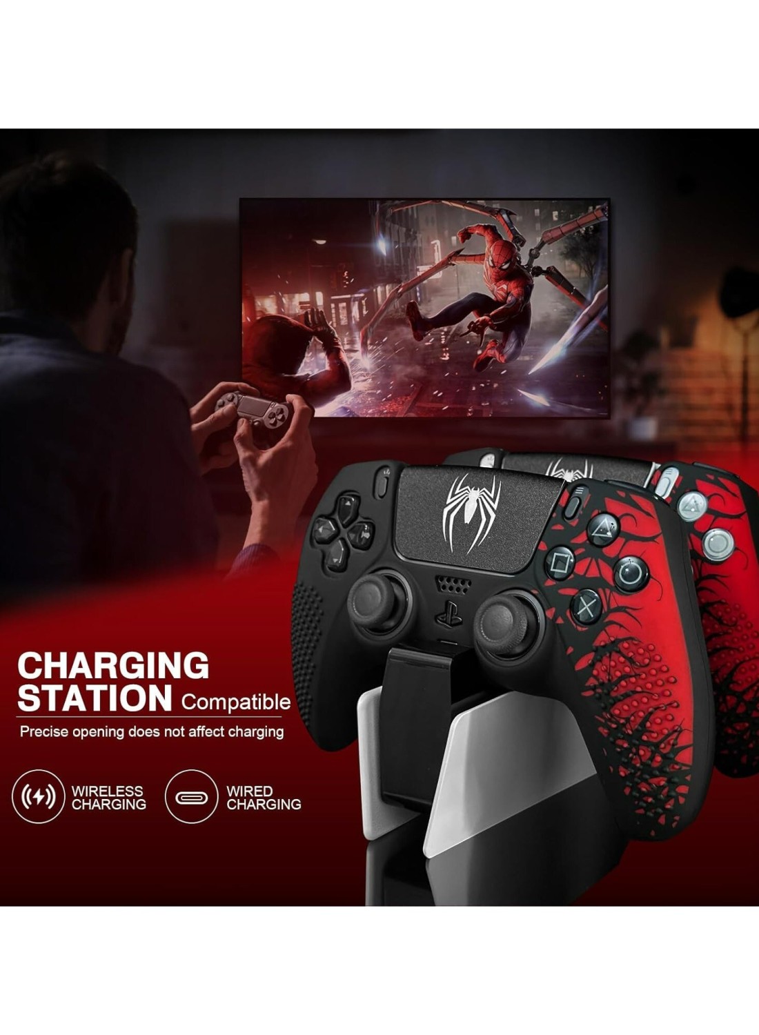 Anti-Slip Silicone Skin for PS5 Controller Soft Protective Cover Case Touch Pad Stickers Enhance Grip Comfort Controller Accessories for PlayStation