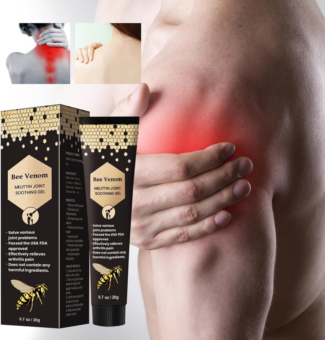 جل العلاج الاحترافي بسم النحل – كريم مهدئ للمفاصل ومضاد للالتهابات بسم النحل النيوزيلندي ومستخلصات الأعشاب