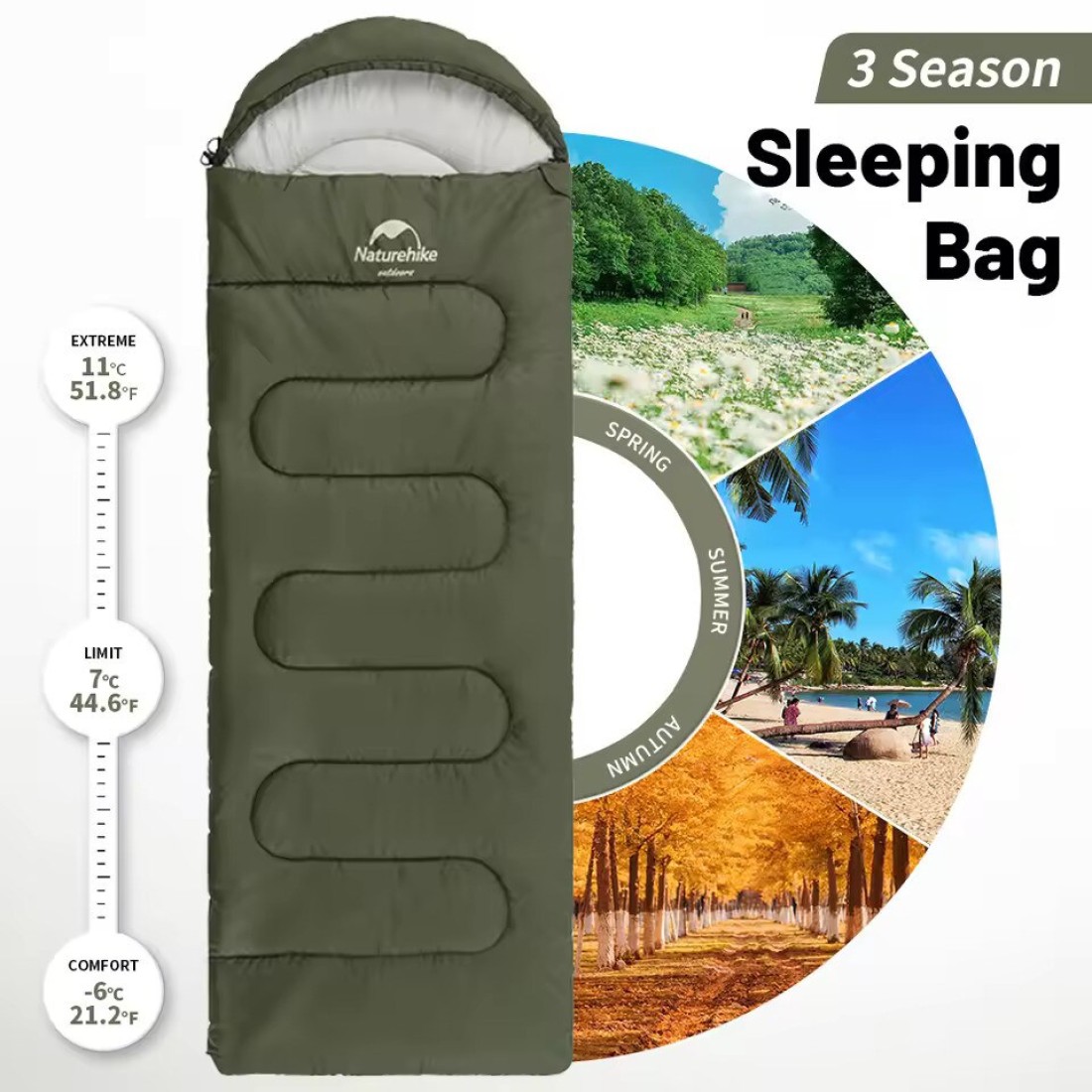 كيس نوم خفيف الوزن من القطن من Naturehike Y150 - كيس نوم مريح للتخييم في الهواء الطلق والمشي لمسافات طويلة والترفيه المنزلي محمول وجيد التهوية وخفيف الوزن