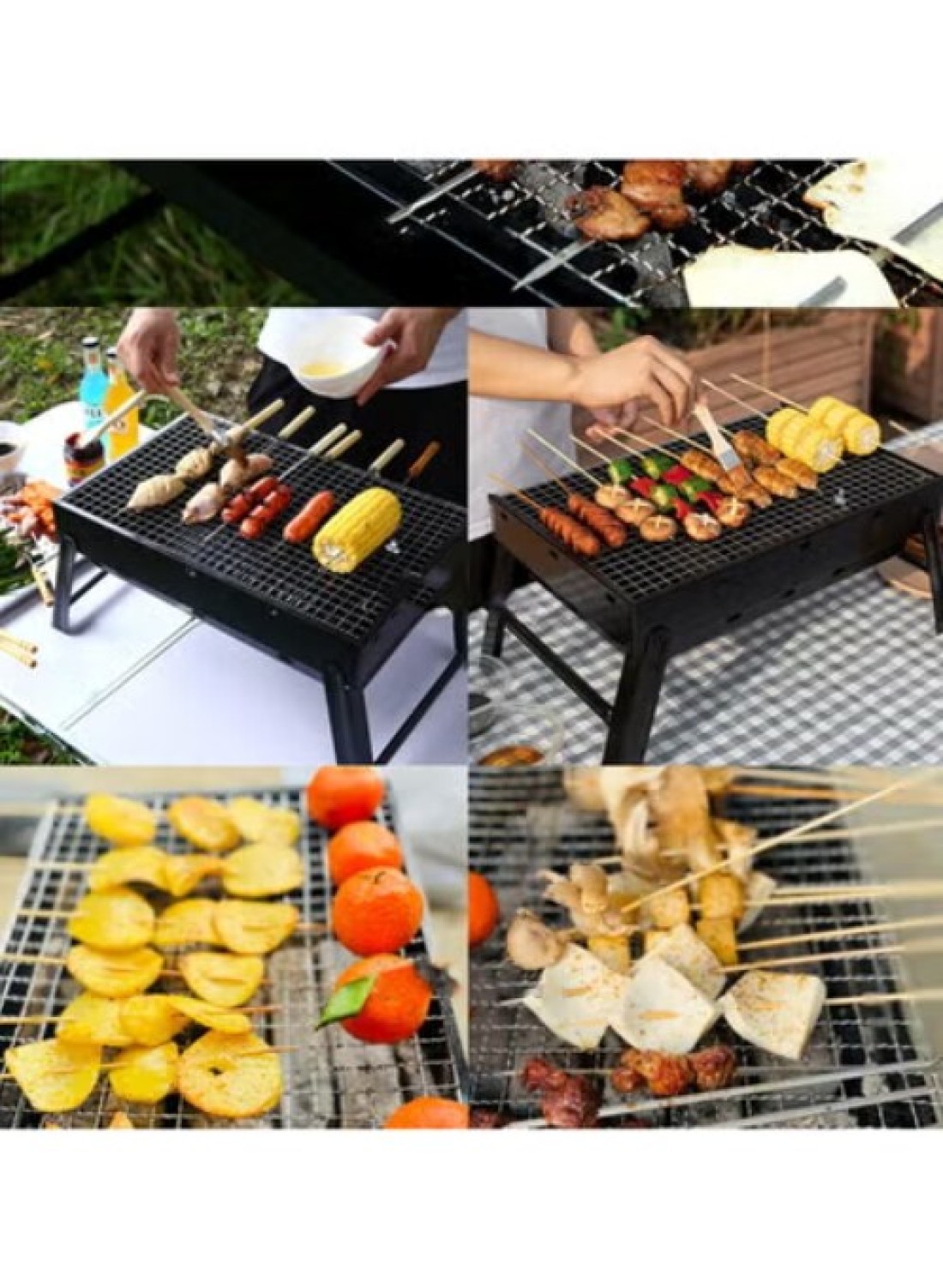 Radiotronics Portable Charcoal Grill, Folding BBQ Grill Multifunction Smokeless for Camping Hiking Picnics Traveling (Large)