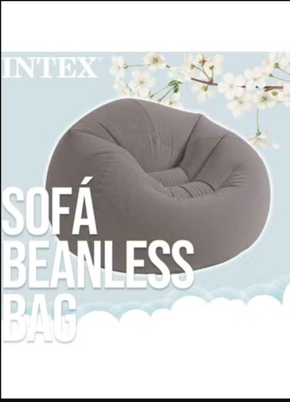 Radiotronics Beanless Bag Chair Inflating Furniture - Bean Bag - 1.14 m x 1.14 m x 71 cm, Grey