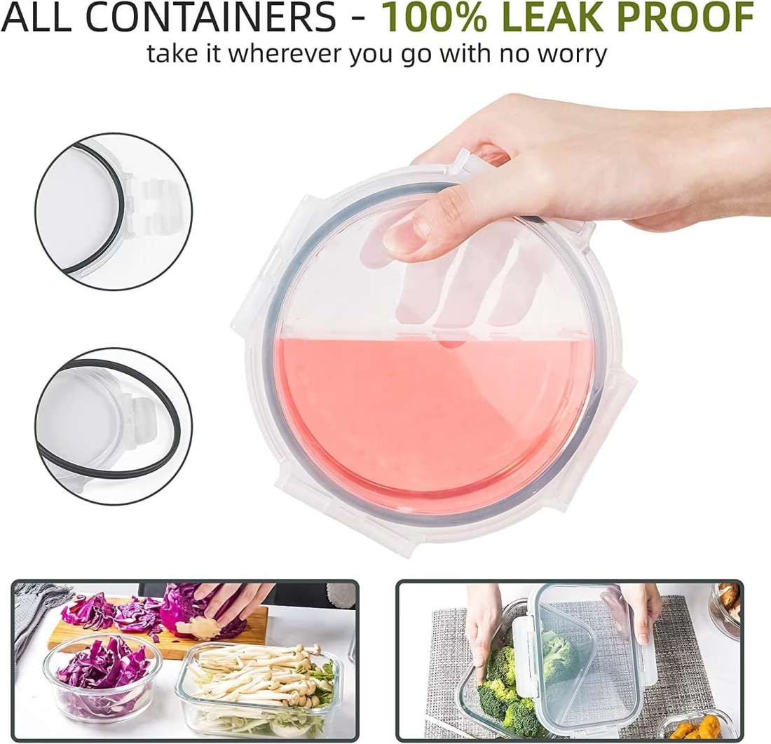 MahMir&reg; Airtight Meal Prep Container Set with Locking Lids, 12pcs Re-usable Plastic Food Storage Containers, Stackable Kitchen Organizer Boxes, BPA Free &amp; Microwave Freezer Dishwasher Safe (12pcs Set)