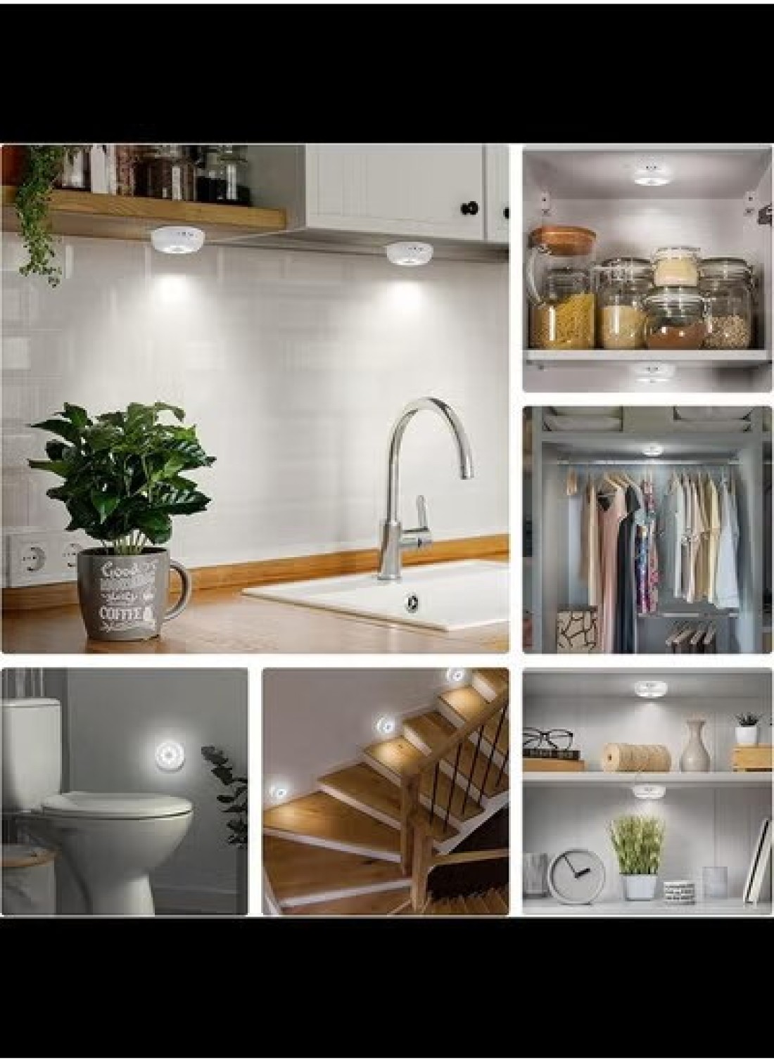 Radiotronics AA Battery Powered Lights, Motion Sensor Light Indoor, Under Cabinet Light, Battery Led Light, Closet Lights, Stick on Wireless Puck Lights for Hallway, Stairway, Basement, Kitchen