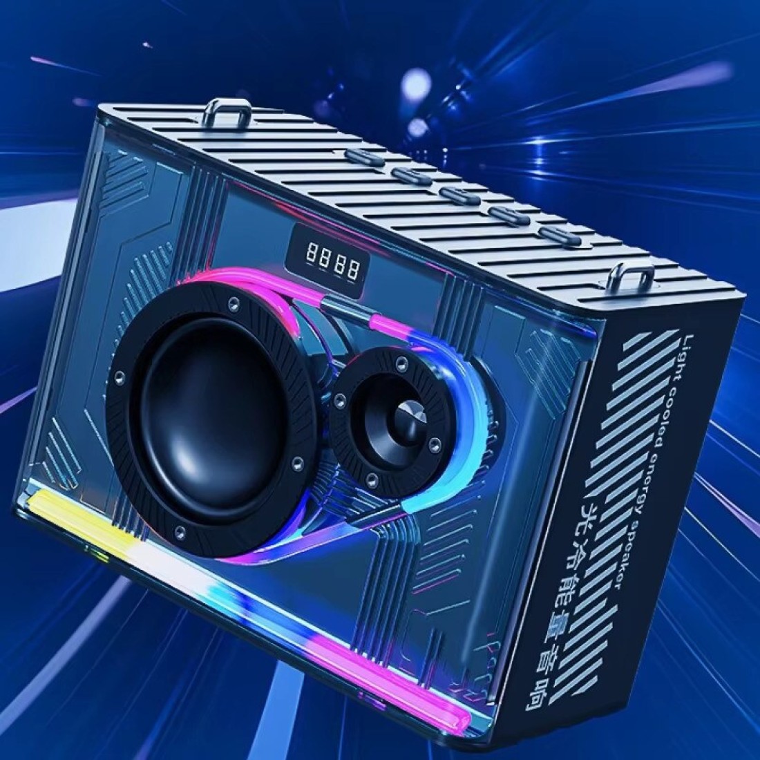 Bluetooth Karaoke Speaker with Microphone, Portable Amplifier Hands-Free Speaker with LED Lights, Rechargeable Party Speaker