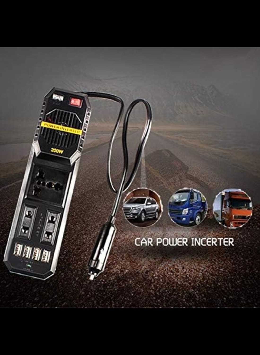 Radiotronics 200W Mini Car Vehicle Inverter DC 12V to AC 220V USB Output High-power Power Inverter Small Car Special Edition – Black
