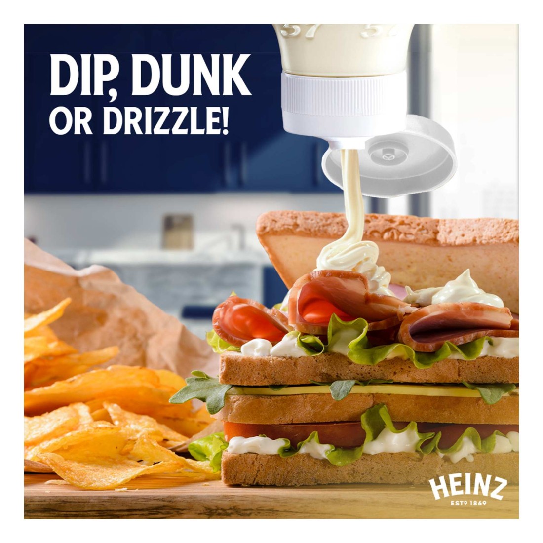 Heinz Mayonnaise Garlic Top Down Squeezy Bottle 225ml