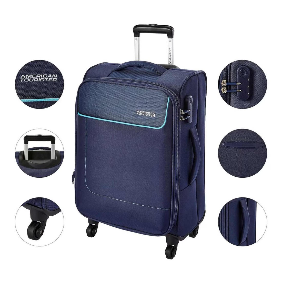 American Tourister Jamaica Spinner Luggage Soft Trolley Navy 58cm