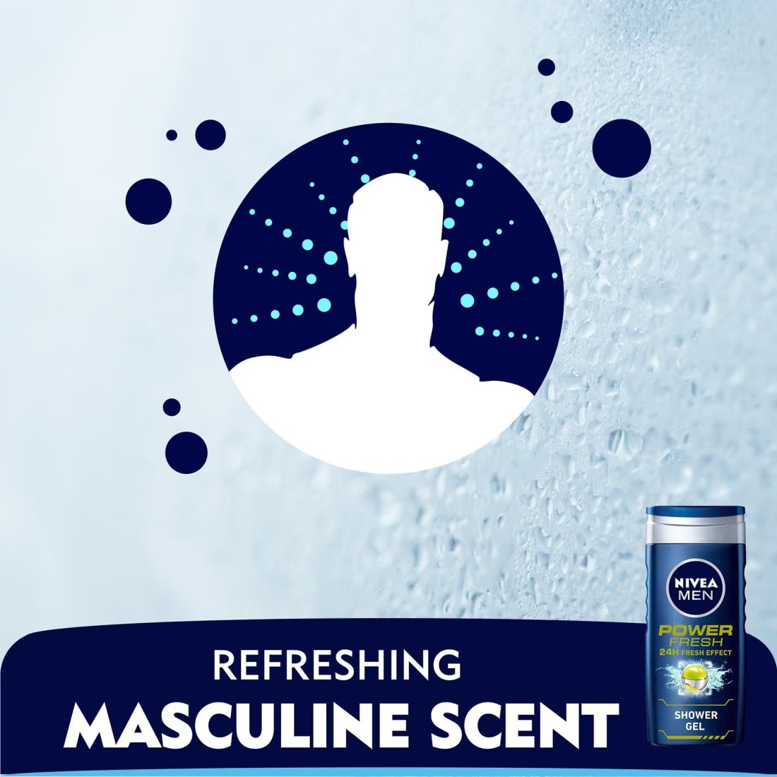 NIVEA MEN 3in1 Shower Gel Body Wash Power Fresh 24h Fresh Effect Citrus Scent 250ml