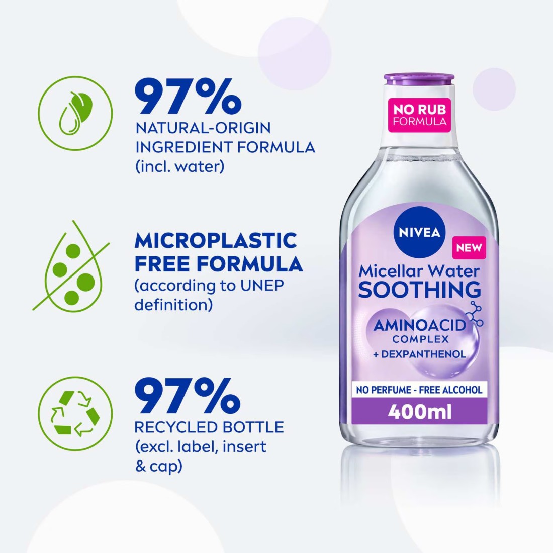 NIVEA Face Micellar Water Face Eyes Lips Makeup Remover All Skin Types 400ml