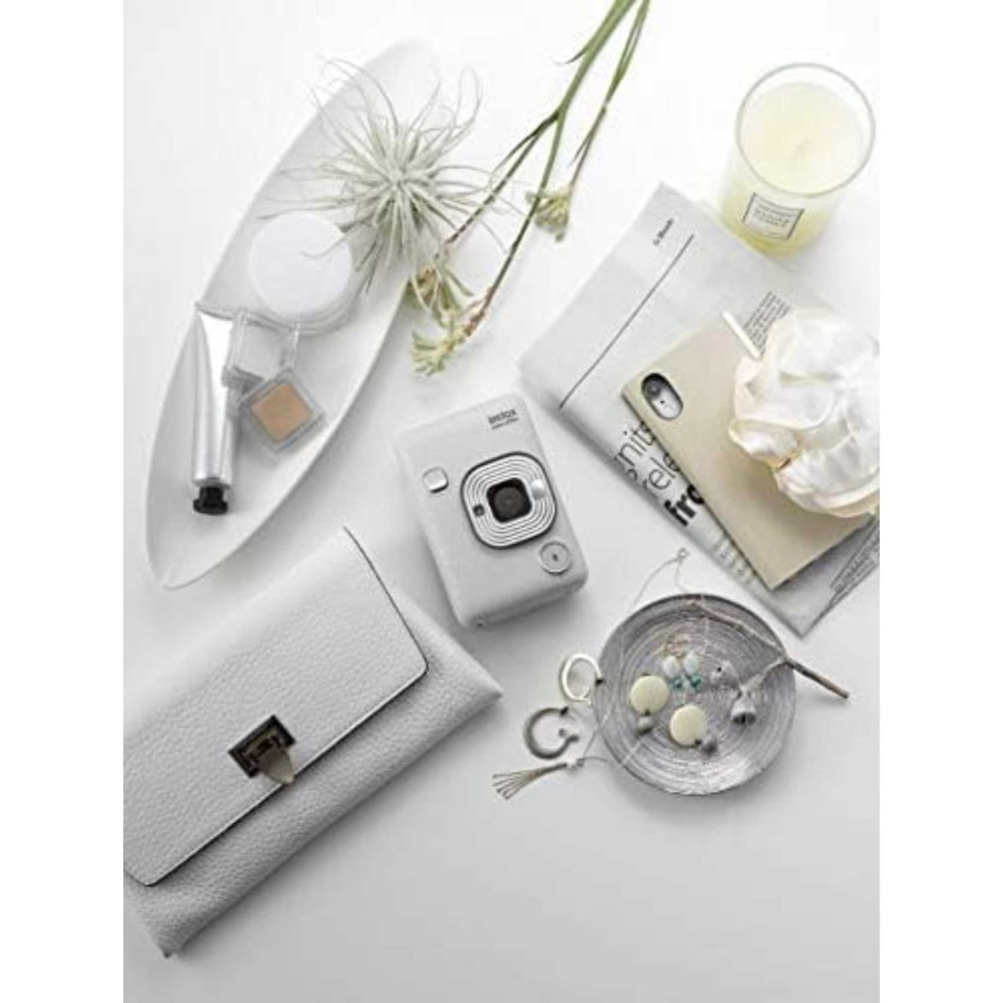 Fujifilm Instax Mini Liplay Hybrid Instant Camera- Stone White
