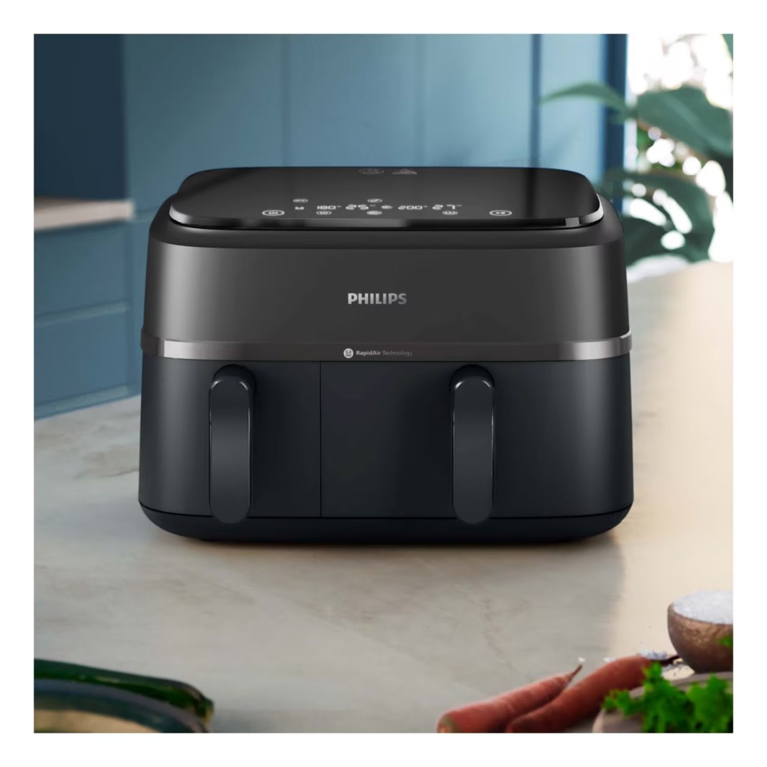 Philips 3000 Series Dual Basket Airfryer NA350/00 Black 9L