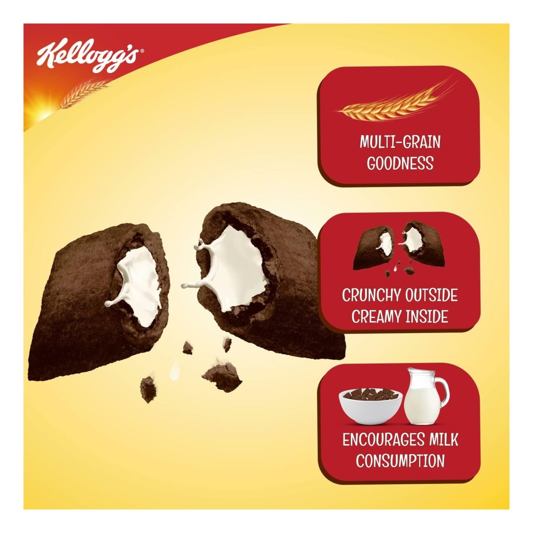Kellogg&#39;s Coco Pops Fills Crunchy Chocolate Pillows with Milk Cream Bar, 350g