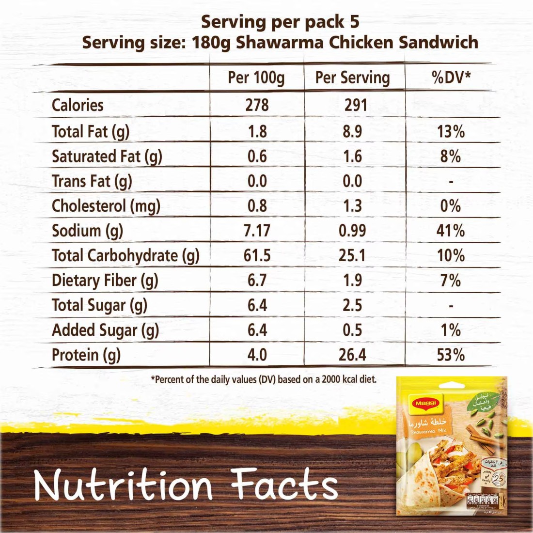 Nestle Maggi Chicken Natural Shawarma Mix 40g