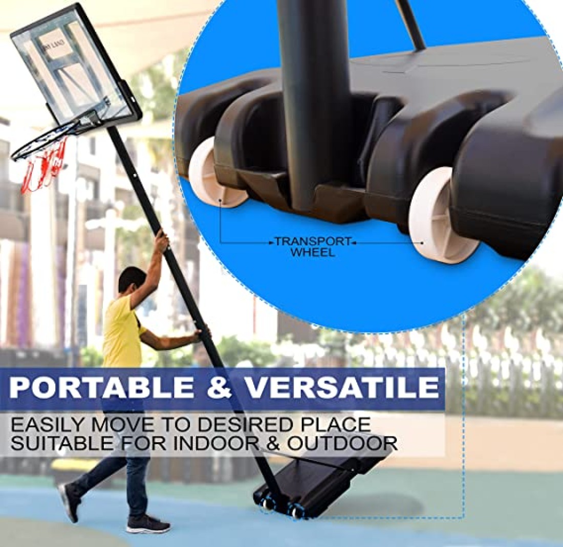 SKY LAND Sports Basketball Hoop Basketball Goal on Wheels Adjustable Height 5 - 10 FT, 44&quot; Backboard For Adults &amp; Kids, Outdoor Basketball Stand, EM-1873