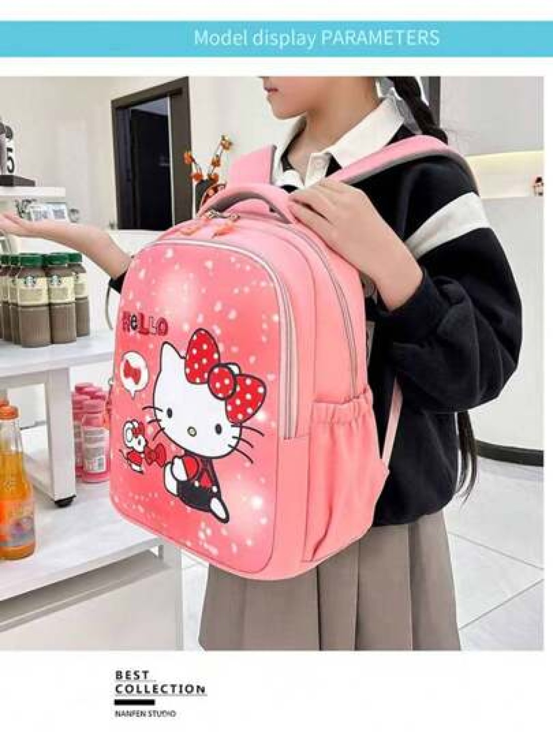 Sanrio 1pc Hello Kitty Kulomi 3 Piece Backpack Set Cartoon Print KT Cat Suitable For Middle High School Includes Backpack Shoulder Bag Pencil Case Great For Campus Back To School Outings And Gifts
