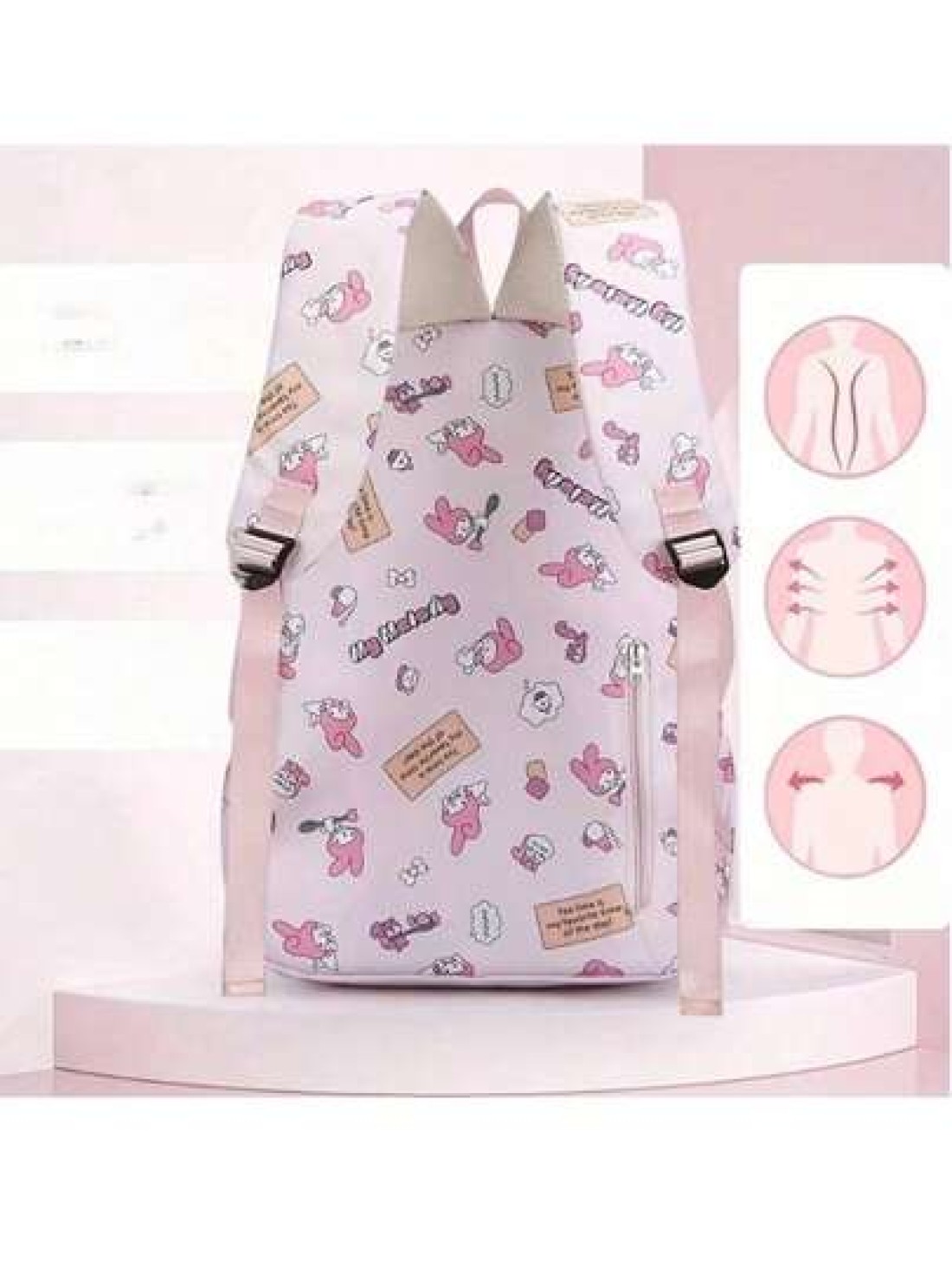 Sanrio Sanrio Backpack Kawaii Stylish School Bag Girl s Colorblock Rucksack Large Capacity Foldable Outdoors Daypack