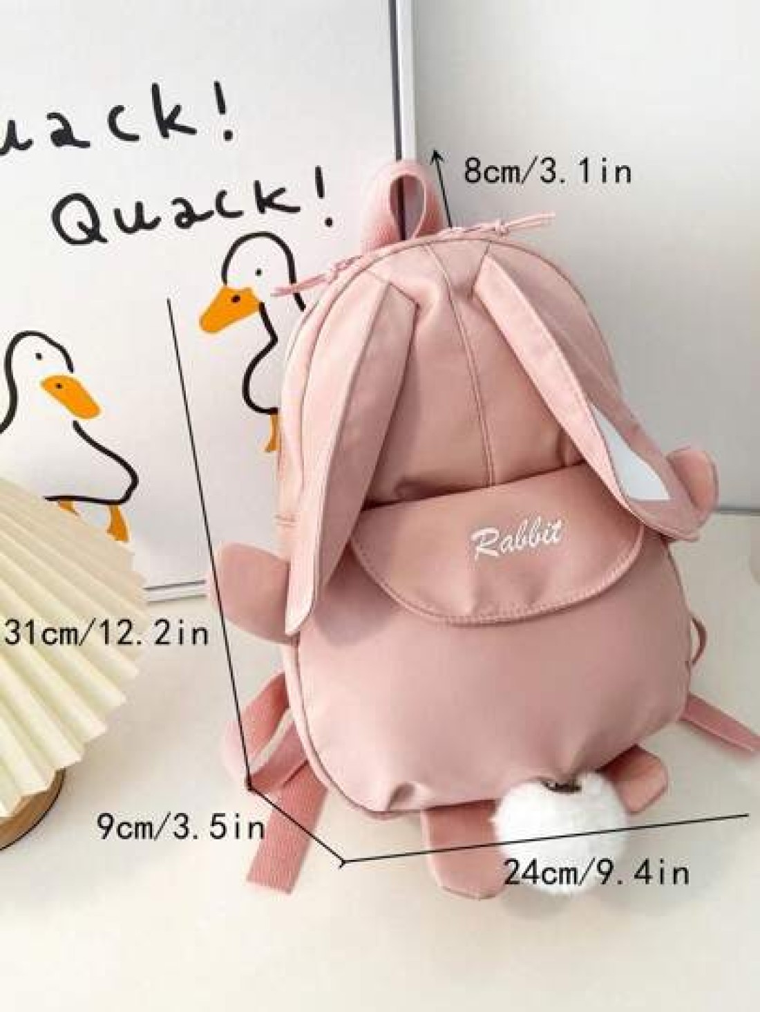 1pc Cartoon Rabbit Design Girls Zipper Closure Small Backpack