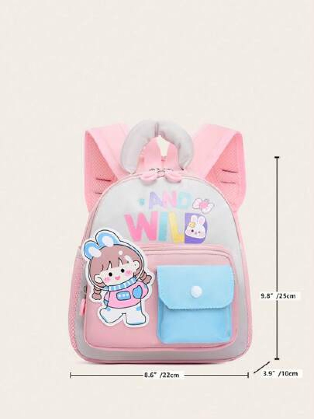 Kids New Cute Cartoon Pattern Print Color Block Nylon Backpack Versatile Large Capacity Zipper Closure Outdoor Travel Vacation Backpacks Lightweight Casual Multi Pocket Campus Bookbag For Kindergarten
