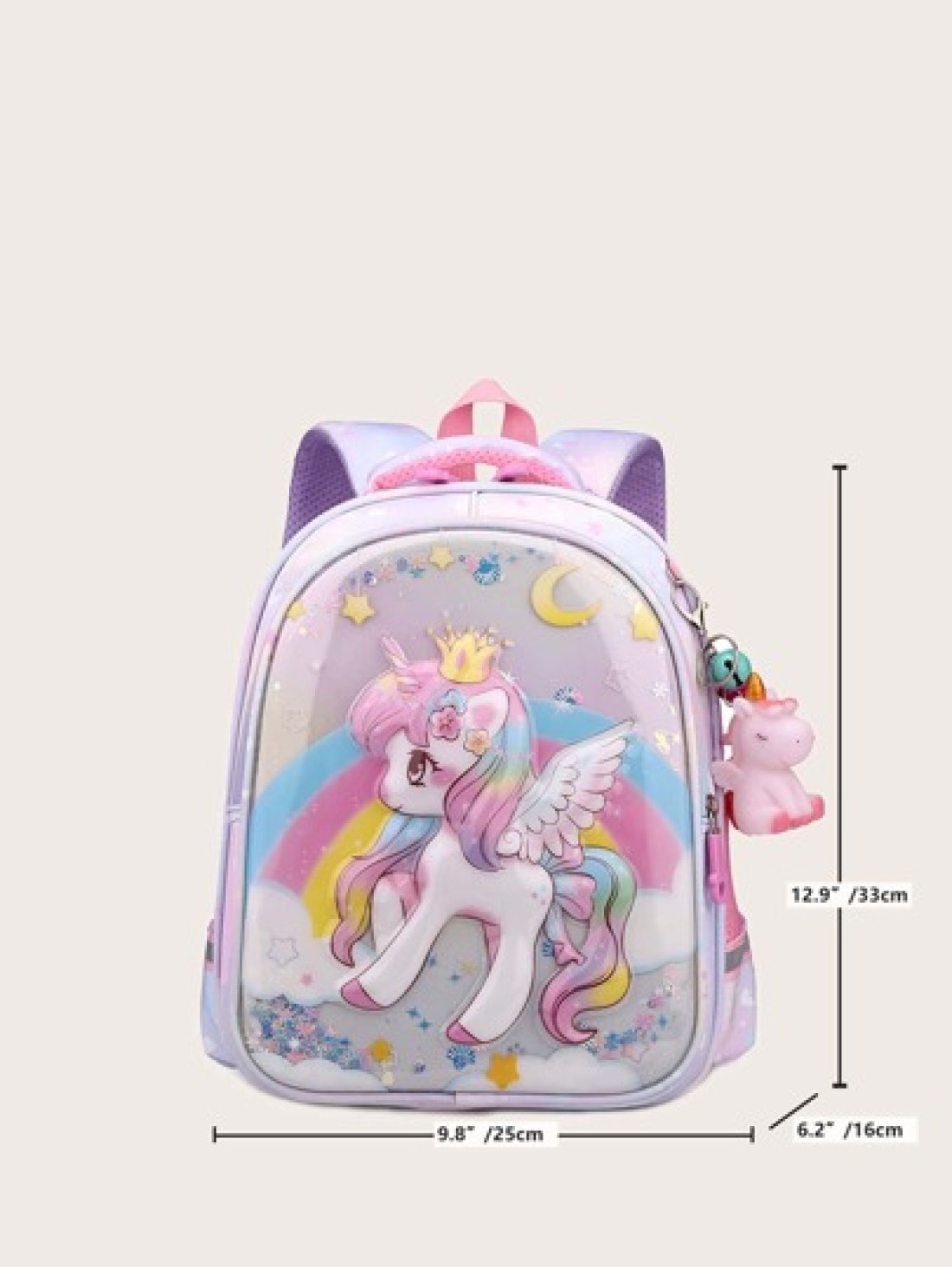 Cute Children s Backpack Cartoon Unicorn Pattern Book Bag With Pendant