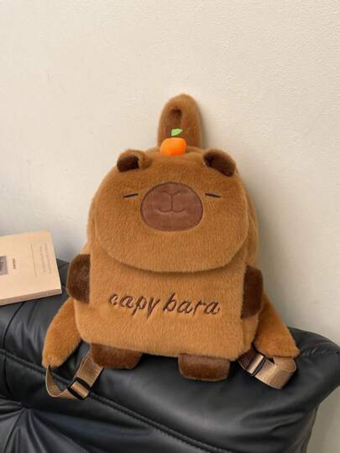 1pc Soft Plush Adorable Capybara Backpack Big Children Casual Plush Backpack Flip Backpack Adjustable Strap And Zippered For Travel Shoping Parties Holidays Supermarket Festive Events School Occasions