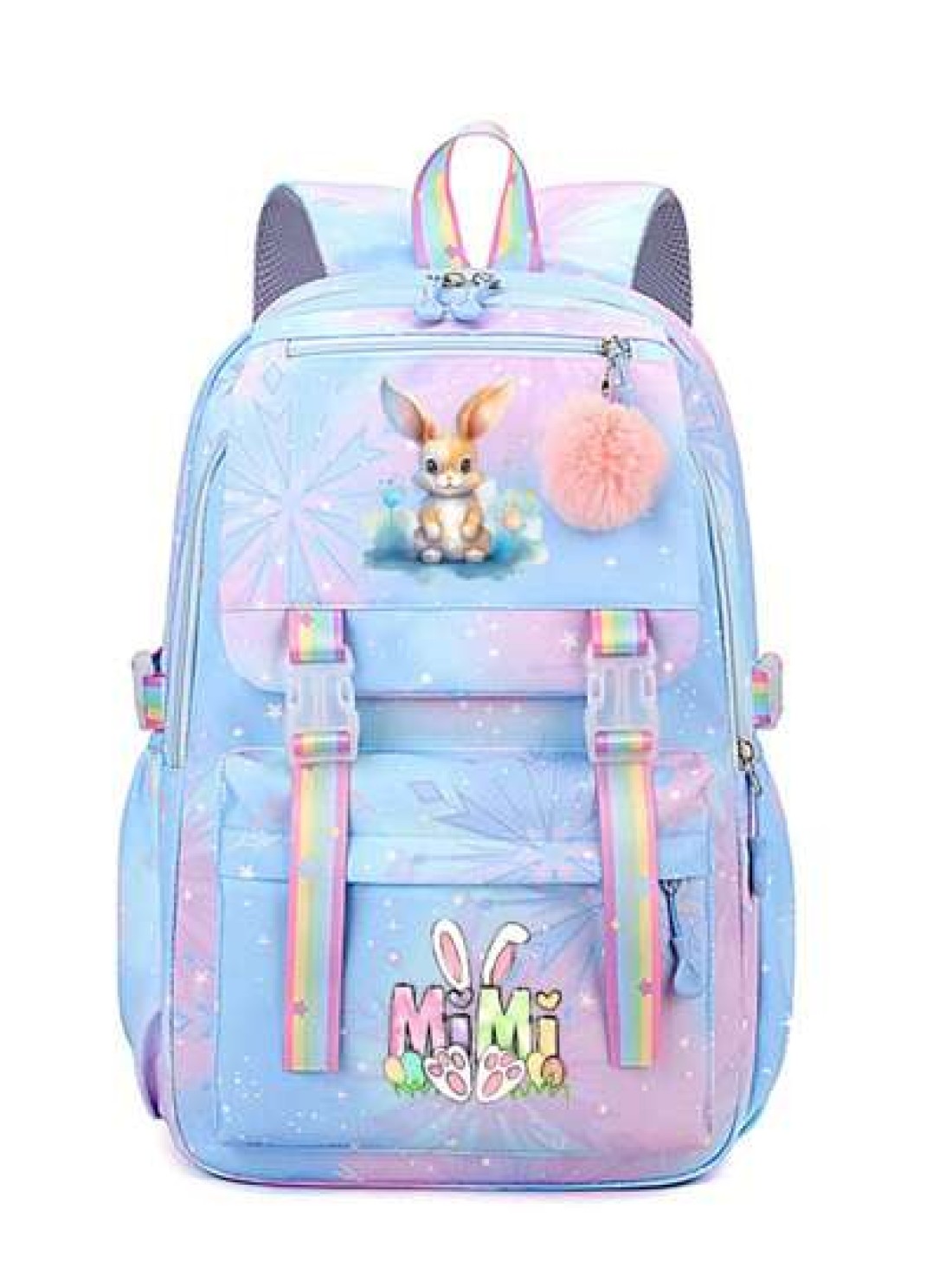 Cute Rabbit Print Lightweight Backpack With Adjustable Straps Multiple Pockets Organizer Compartments Fashionable School Bag For Rewards And Incentives Campus Backpack