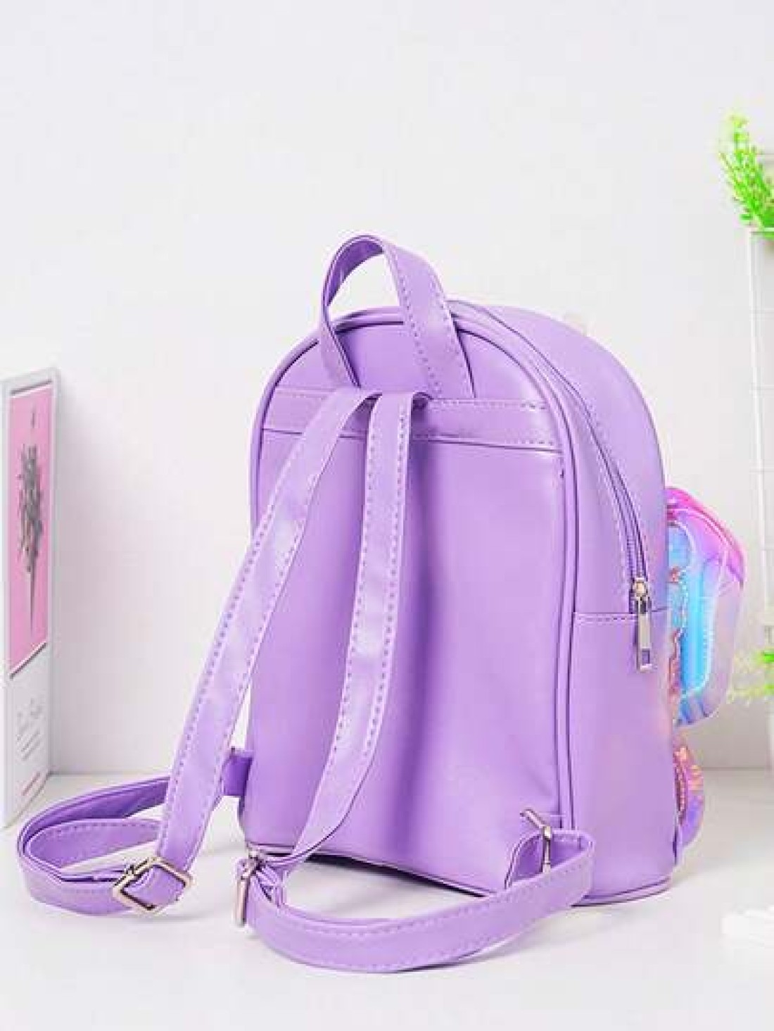 Kids Creative Fashionable Backpack Cartoon Unicorn Sequined Laser Transparent Butterfly Wing Design Double Shoulder Bag
