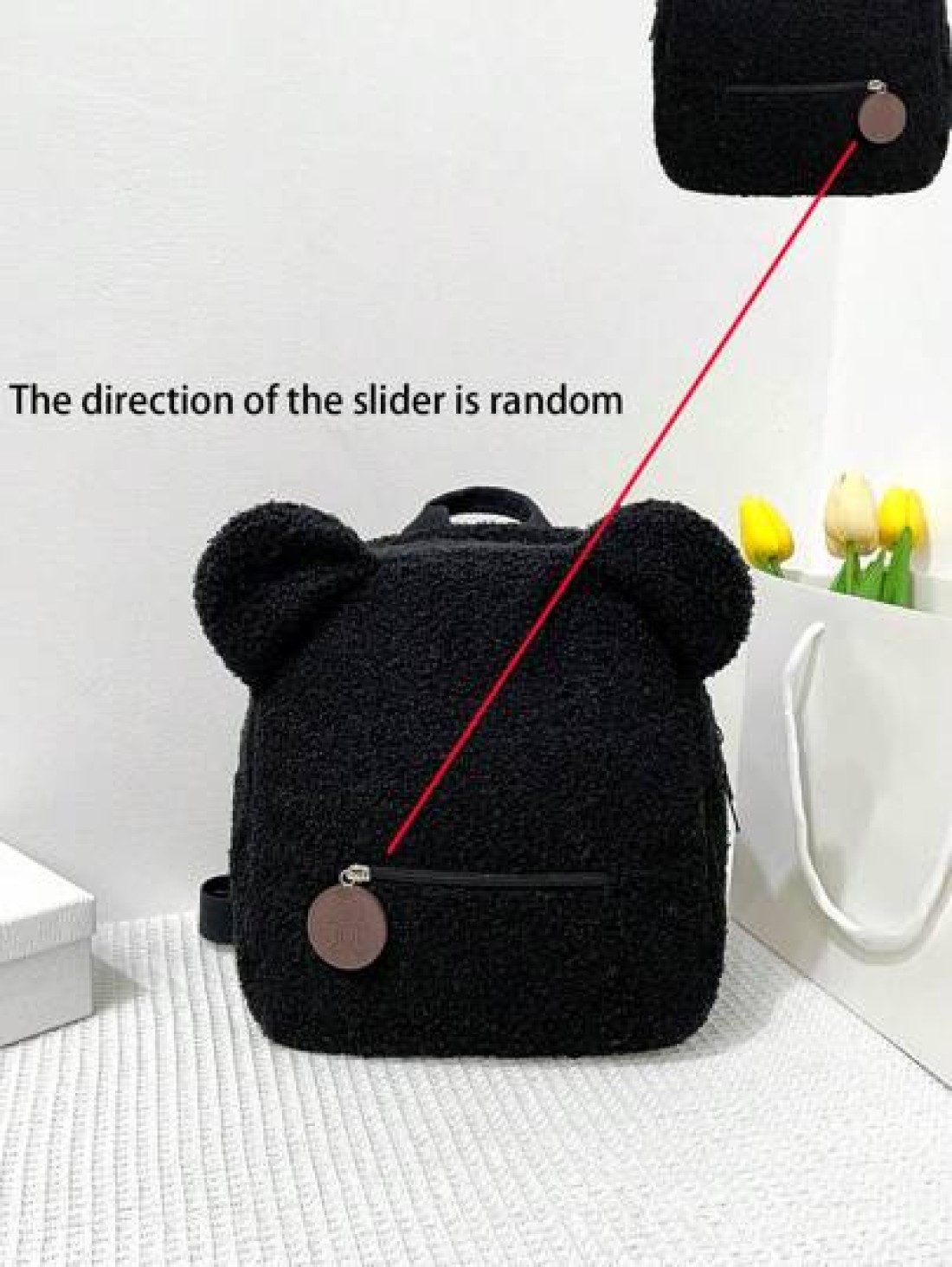 One Piece Boys And Girls Sherpa Bear Zipper Closure Cute Cartoon Backpack Suitable For Daily Use In Autumn And Winter